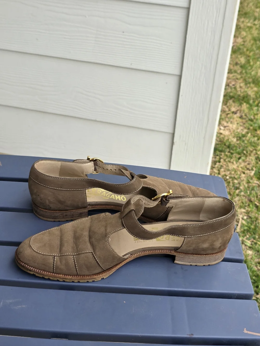 VTG Salvatore Ferragamo Suede Mary Jane Fisher Man Loafers Women Sz 8.5A Buckle - Picture 3 of 13